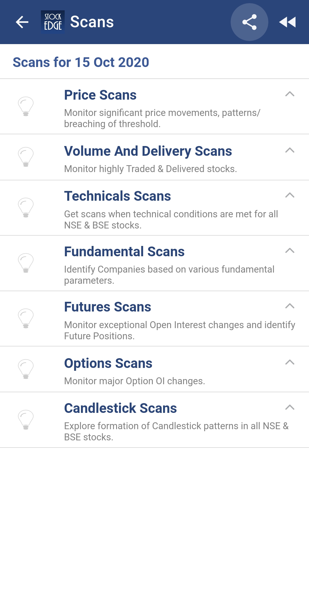types of scans in stockedge app